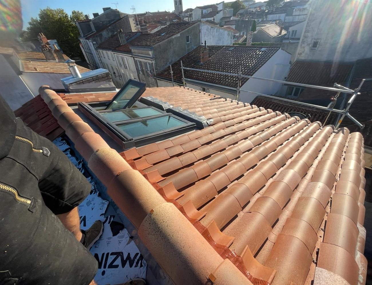 Vue panoramique de toiture avec Velux